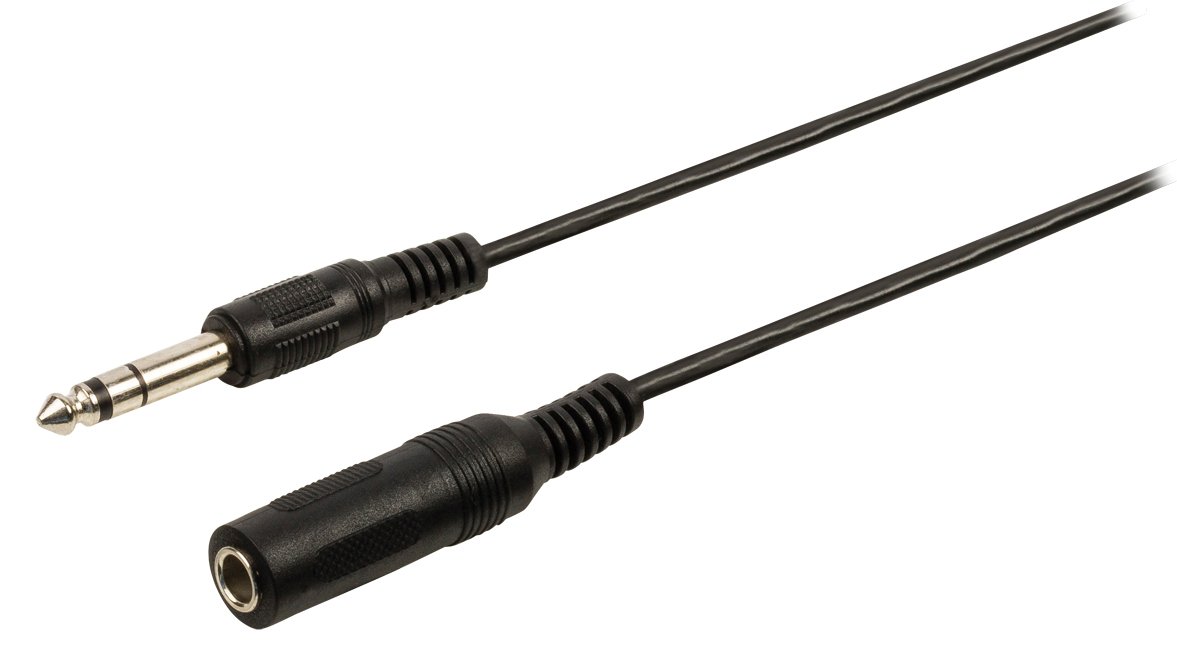 Valueline VLAP23050B50 6.3 mm Stereo Jack Audio Extension Cable (6.3 mm plug to 6.3 mm coupling, 5 m) Black
