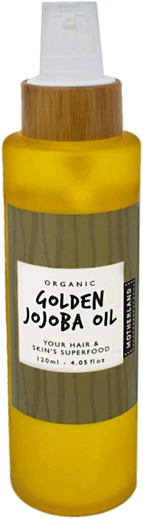 Motherland Organics Jojoba Oil 120ML - Cold-Pressed for Skin Hair, Face, Nails, Beard Growth, Vitamin E Rich - Massage & Cuticle Oil