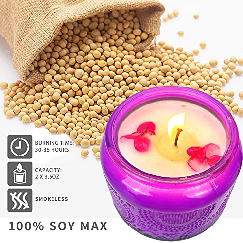 2 Pack Scented Candles Gift Set, Soy Wax Portable Travel Candles Women Mother Teacher Gift with Strongly Fragrance Essential Oils for Stress Relief Aromatherapy Bath Home Decor Christmas Birthday