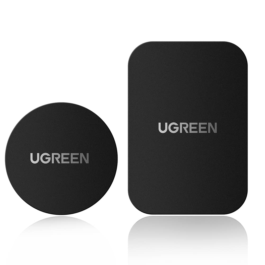 UGREEN メタルプレート マグネット プレート スマホ 金属プレート 薄い 粘着固定 3Ｍ製 両面テープ 車載ホルダー 貼替用 丸と四角 2枚セット の商品画像