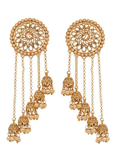 Bindhani Premium Quality Bollywood Jewelry Wedding Long Chain Indian Bahubali Jhumka Jhumki Earrings For Women