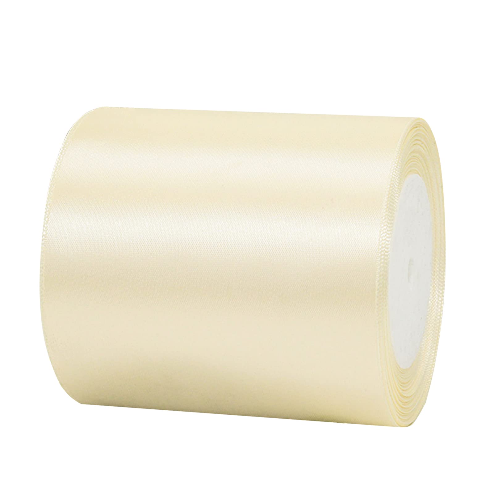 100mm Wide Thick Ivory Ribbon for Gift Wrapping,22m 4Inch Large Fabric Satin Ribbon White Bow for Gift Wrapping,Ribbons for Crafting,Hair,Bouquets,Wedding Car,Presents,Cake,Christmas Decorations