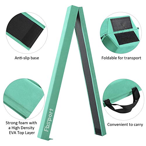 FBSPORT 8ft Green Balance Beam Folding Floor Gymnastics Equipment for