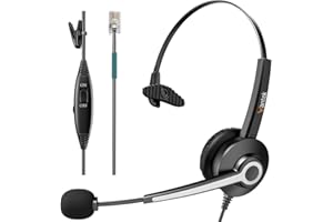 Wantek Corded Telephone Headset Mono w/Noise Canceling Mic for ShoreTel Plantronics Polycom Toshiba NEC Dterm Nortel Norstar 