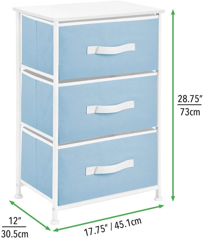mDesign Vertical Dresser Storage Tower - Sturdy Steel Frame, Wood Top, Easy Pull Fabric Bins - Organizer Unit for Bedroom, Hallway, Entryway, Closets - Textured Print, 3 Drawers - Light Pink/Rose Gold: Home & Kitchen
