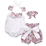 Baby Girls Lovely Bowknot Ruffle Romper Shorts Outfits with Headband