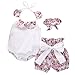 Baby Girls Halter Backless Bowknot Ruffle Romper and Shorts Outfits Set with Headband White 70(0-6M)