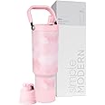Simple Modern Trek Pivot | 40oz Flip Straw Tumbler with Handle | Water Bottle & Boot | Interchangeable Straw & Chug Lids | Insulated Stainless Steel Jug | Gym Sports Outdoors | Blush Tie Dye