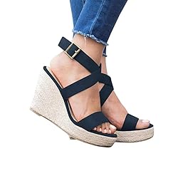 Womens Cross Strap Wedge Sandals Espadrille