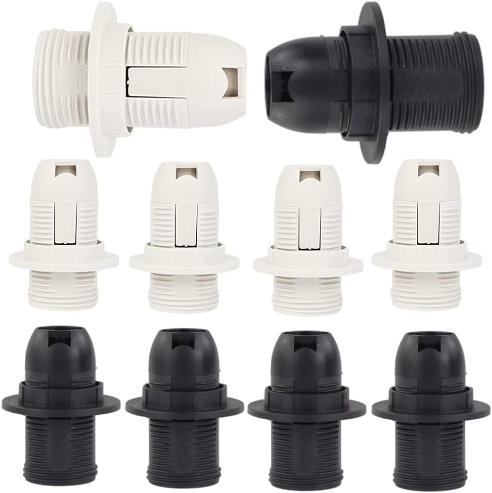 GOWEILE 10 Pcs E14 Socket Light Bulb Holder Replacement Ring Black White