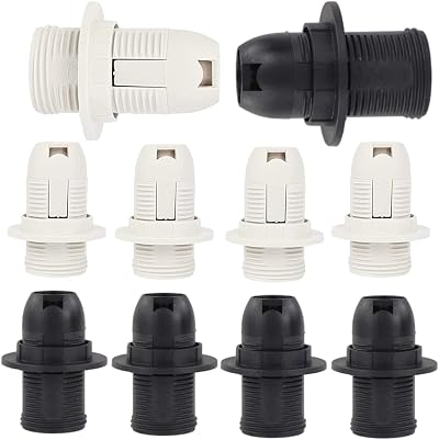 GOWEILE 10 Pcs E14 Socket Light Bulb Holder Replacement Ring Black White