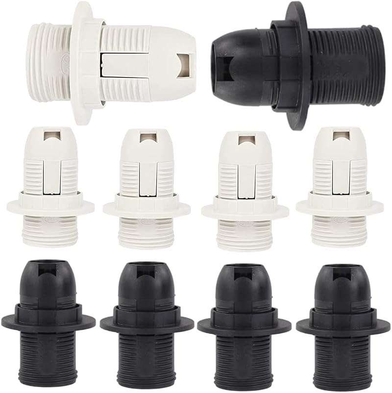 GOWEILE 10 Pcs E14 Socket Light Bulb Holder Replacement Ring Black White