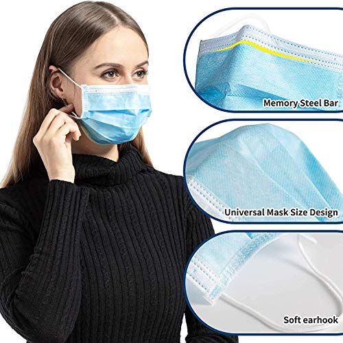 Adult Face Masks Blue 3 Layers (50 PackBlue) Pricepulse