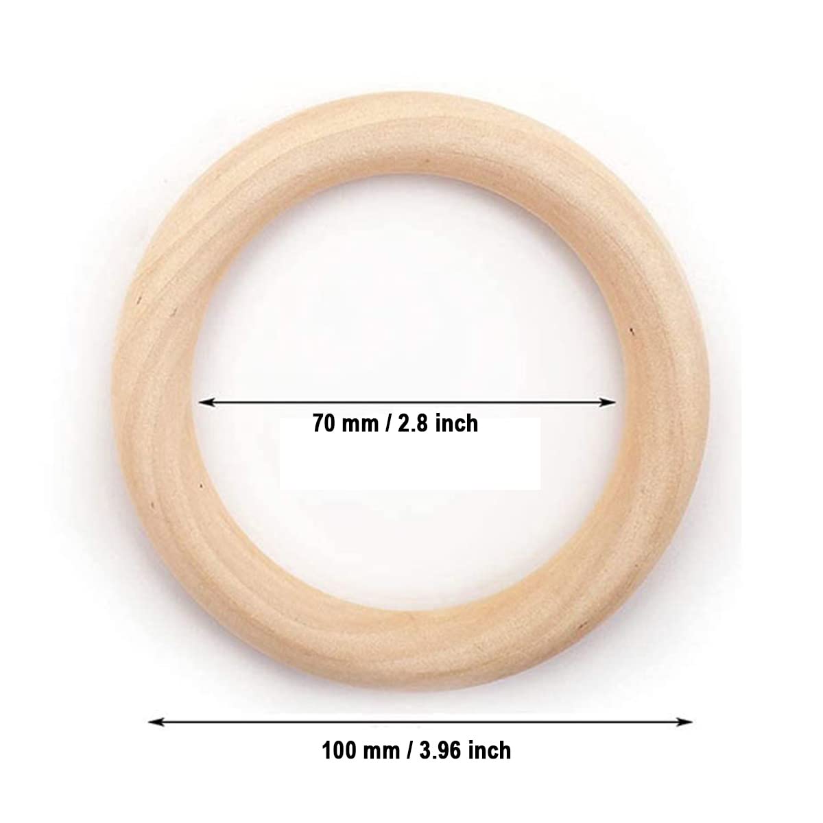 10 PCS 100mm Unfinished Wooden Rings for Craft, 4 inch Diameter Nature Solid Wood Rings for DIY Crafts Without Paint, Macrame Wooden Rings for Ring Pendant and Connectors Jewelry Making