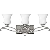 Hinkley Brooke Transitional Three Light Bathroom Vanity Fixture, Antique Nickel