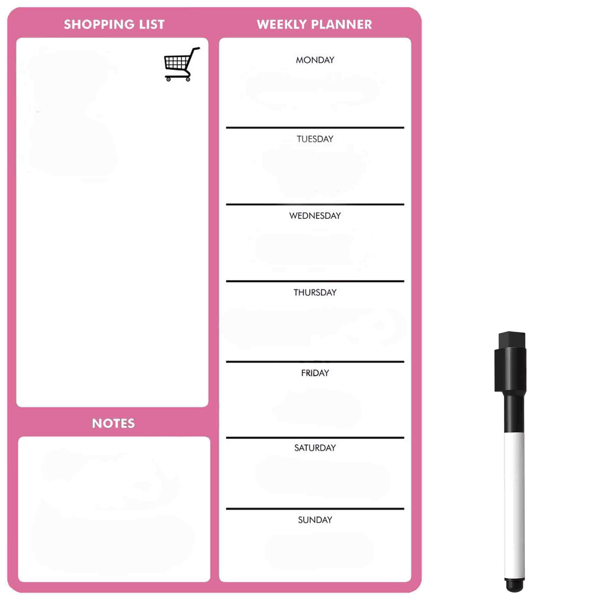 TMS A4 Weekly Meal Planner for Fridge | Magnetic Whiteboard Calendar and Shopping List | Use for Food Prep and Family Planning | Dry Wipe Memo Board for Kitchen | Made in The UK [30 x 21cm]