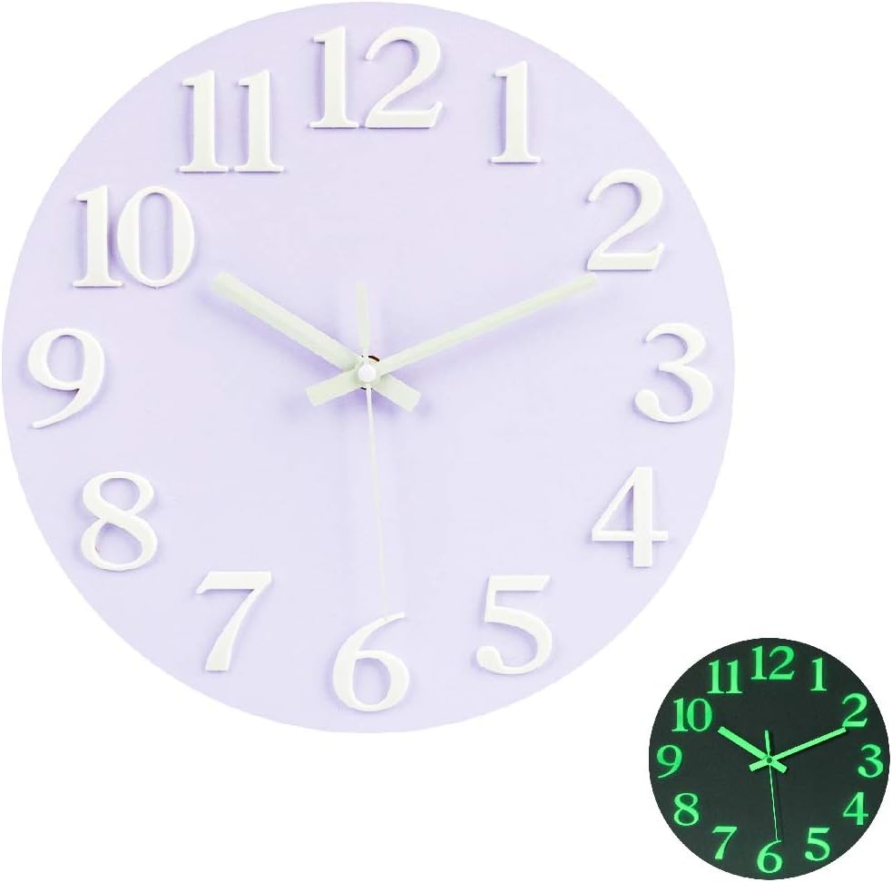 GUOGUO 30cm Luminous Wall Clock Silent NonTicking Fluorescent Night