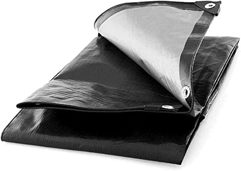 SolaDirect 10 x 12 m Black Tarpaulin 235 GSM Waterproof Heavy Duty Tarp