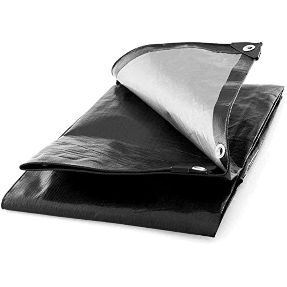 2 x 3 m Black 235 GSM Tarpaulin Waterproof Heavy Duty Tarp Sheet Cover, Groundsheet - Waterproof, Weatherproof, Frost-Resistant, UV Protection, Universal, Multipurpose, Reinforced Eyelets