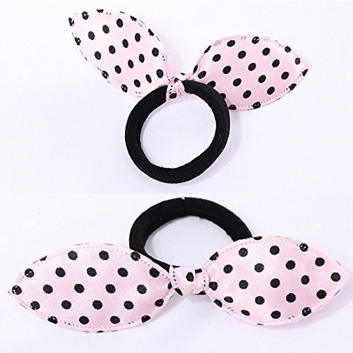 Adecco LLC Hair Tie Bands, 25Pcs Girls Cute Rabbit Ears Elastic Hair Tie Rubber Bands Ropes Accessories Women Ponytail Hair Holders Tie Gum
