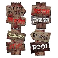 FOVERN1 Halloween Decorations Yard Signs,Beware Props Outdoor Decor Creepy Assorted Warning Sign,Scary Zombie Party Decor Supplies,4pcs