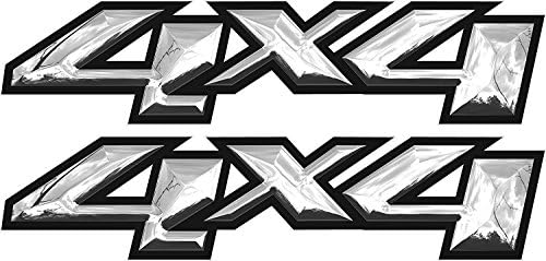 2pcs 4x4 sticker CHROME EFFECT decal parts for Chevy Silverado GMC Sierra truck - Stickydude