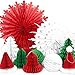 SUNBEAUTY Set of 12 Mix and Match Christmas Decorations Paper Honeycomb Tree, Ball, Bell,Hat & Snowflake Fan Honeycomb Decorations