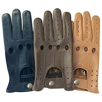 Prime Herren Autofahrer Handschuhe Weiches Leder Schwarz Braun Hellbraun DG-507 Größe M