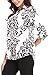 Casual Floral Print Pattern Shirts for Women Shirt 3/4 Cuffed Sleeves V Neck Blouses Ladies Blouses and Tops (Black, L)