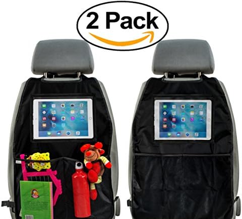 Kick Mats Set of 2 - Car Seat Protector with Organizer and Tablet Pocket Premium Quality Extra Large Waterproof by Vidi (black)
