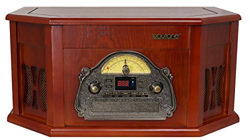 Boytone-BT-25CH-8-in-1-Natural-Wood-Classic-Turntable-Stereo-System-with-Bluetooth-Connection-Vinyl-Record-Player-AMFM-CD-Cassette-USB-SD-Slot-2-Built-in-Speakers-Remote-Control-MP3-Player