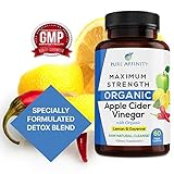 Organic Apple Cider Vinegar Pills, Capsules with Lemon and Cayenne. Raw Unfiltered Mother Powder Tablets Supplements. Helps Detox and Cleanse with 600mg ACV per Capsule 60 Count Bottle