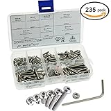 235PCS M3 304 Stainless Steel Button Hex Socket Head Cap Screws Bolts Nuts Assortment Kit