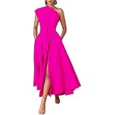 Kwunbwa One Shoulder Dresses for Women Elegant Asymmetrical A Line Flowy Formal Evening Gowns Party Cocktail Dress