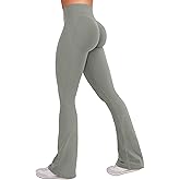 VOYJOY Women Mini Flared Leggings Hidden Scrunch Gym Pants Impact Seamless Workout Butt Lift Compression Flare Bootcut