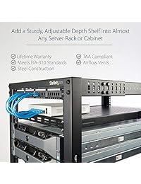 StarTech  1U Estante de montaje ajustable con profundidad de montaje ventilado para rack   175 libras 176.4 lbs   Estante fijo para servidor