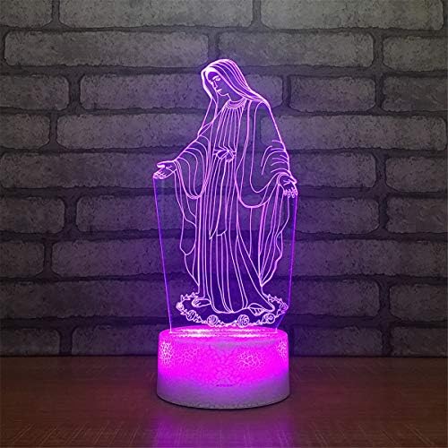USB Powered Maria 3D Remote Control Optical Illusion Night Light Crackle Paint Base Table Desk Lamps 7 Colors Change Glow LED Art Sculpture Beside Lights Portable Sleeping Light