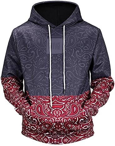 HEIHEIHA Realistic 3D Digital Dark Red Sweatshirt Printed Hoodie Hooded Pullovers Dark RedXX-Large
