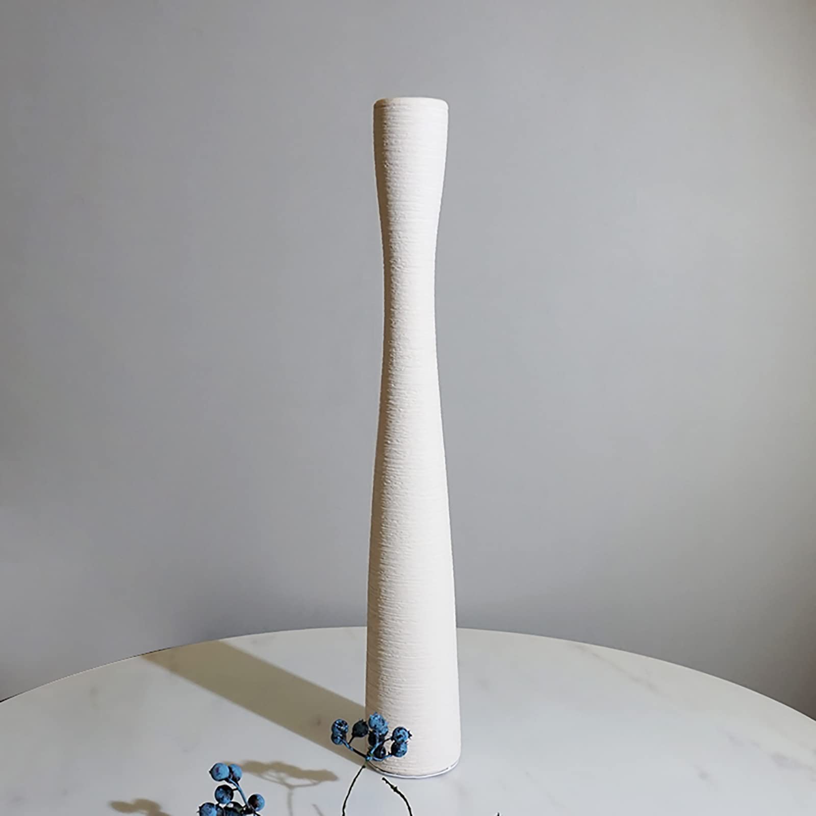 Cutfouwe Narrow Floor Vase 50 cm High for Pampas Grass, Ceramic Decorative Vase White Matte, Handmade Vases Used for Branches, Dried Flowers or Long-Handled Flowers