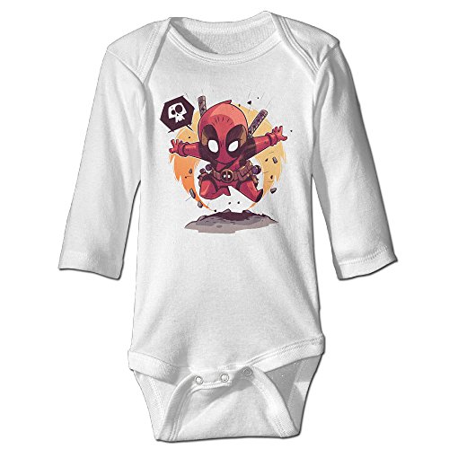 Raymond Funny Deadpool Long Sleeve Bodysuit Baby Onesie White