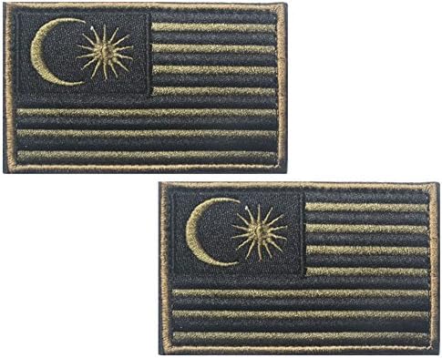 HFDA 2 piece MALAYSIA Flag Patches Velcro Morale Patches Cloth Fabric Badges Tactical Patches for Cap Bag Jackets (2"x3", Color 4)