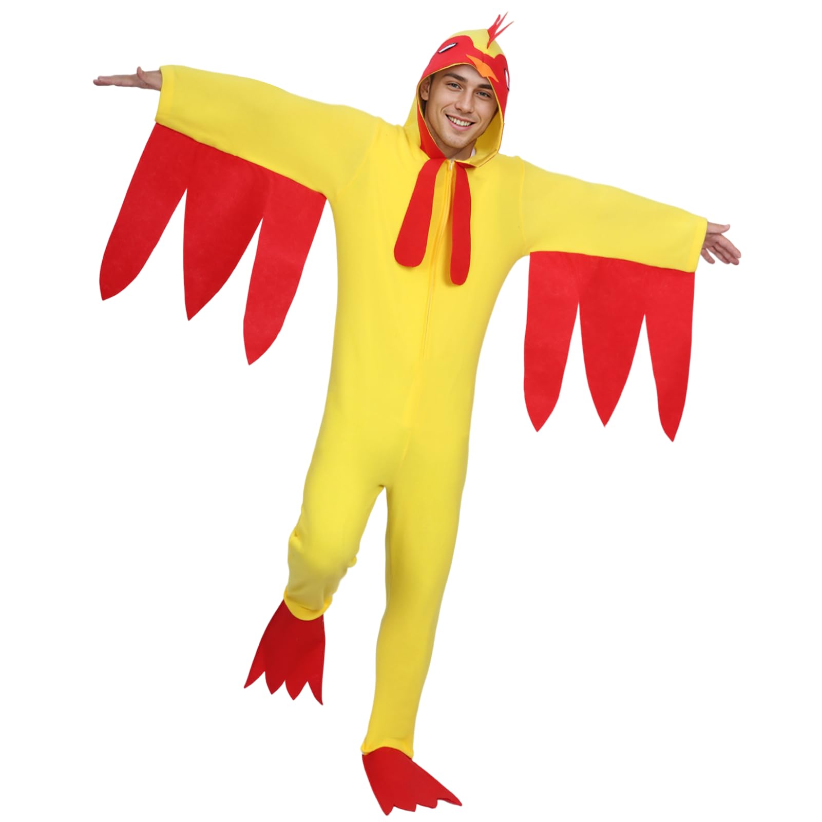 Raveparty Chicken Costume Adult, Chicken Outfit Adult, Chicken Fancy Dress Adults for Women Men (Yellow, L)
