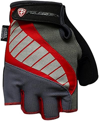 Cycling Bike Bicycle Microfiber Gel Padded Half Finger Fingerless Gloves Men or Women (Red, Palm Width 7.5 - 8.5 = Medium)