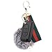 ygmoner Faux Fox Fur Pom Pom Keychain Car Bag Purse Charm Gold Ring Fluffy Fur Ball (Gray)