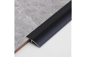 Gaahing Aluminum Floor Transition Threshold Strip, Bridge The Height Gap Between 0.2 to 0.5 inches for Doorway Ramp Tiles Laminate Planks (2Pcs x 35.4in x 1.7in, Matte Black)