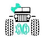 Custom Jeep 4x4 Monogram Decal Sticker for Laptop Locker Car Yeti RTIC Ozark Cooler Tumbler or Cup