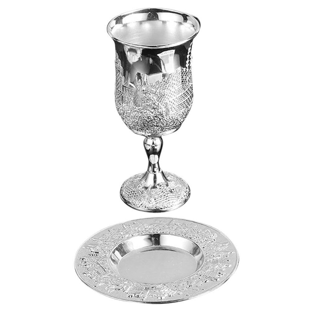 DEARMAMY 1 Set Jewish Wine Glass Gift Kiddush Supply Silver Plated Havdalah Cup Shabbat Kiddush Cup Kiddush Wine Cup Metal Kiddush Cup Festival Wine Cup Zinc Alloy Advanced Kidu, 5W1206I11XZ40Q4R