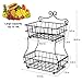 Birsppy mcyiqihai Linkfu 2 Tier Fruit/Bread Basket Removable Screwless Metal Storage Basket Rack for Snack, Bread, Fruit, Vegetables, Counter, Table, Kitchen and Home - Black