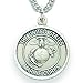 TrueFaithJewelry Sterling Silver United States Marine Corps Medal with Saint Michael Back, 3/4 Inch