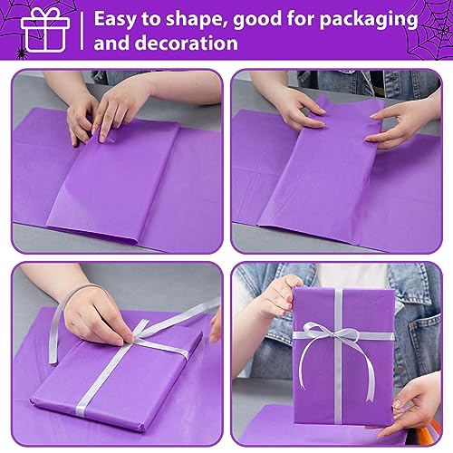 Shindel 120 Sheets Tissue Paper for Halloween, Halloween Wrapping Paper 19.7 x 13.8 Inch Gift Wrapping Paper for Halloween DIY Crafts Gift Box Wrapping 5 Colors